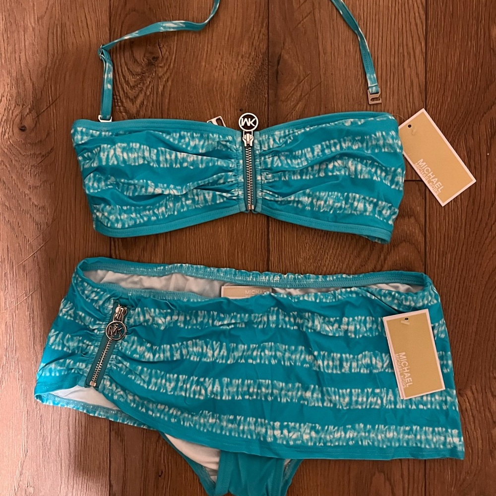 Michael Kors Turquoise Bikini with Zipper Accents
